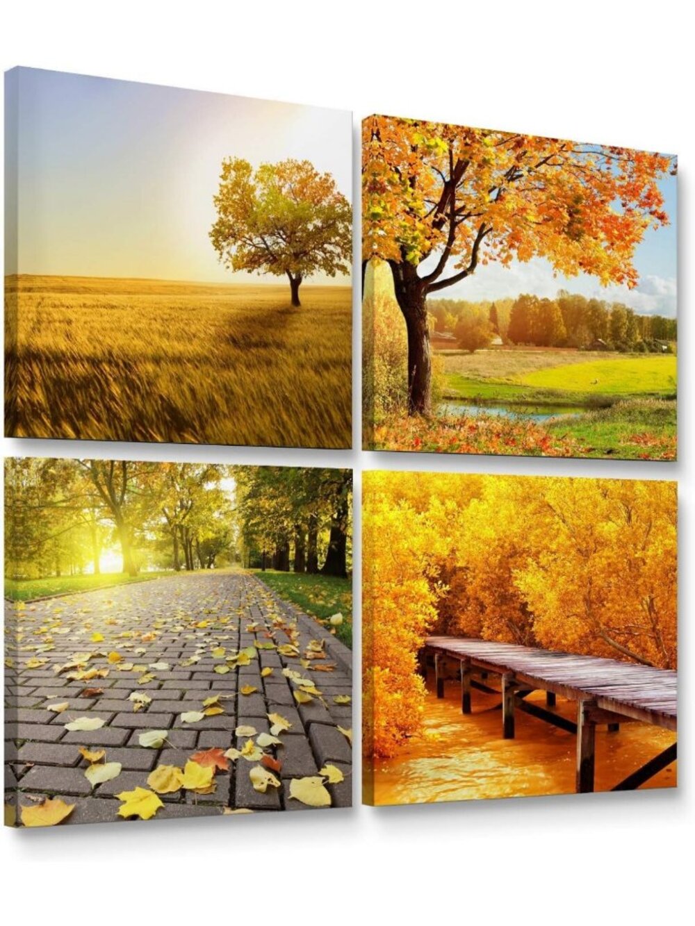 Golden Fall Canvas Art - Contemporary Wall Decor, Framed & Ready to Hang, 16x16